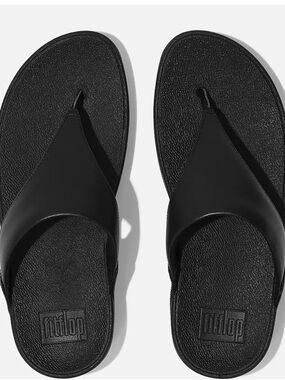 Fitflop Black Leather “Lulu” Toe-Post Sandals